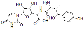 CAS#: 74342-20-4， 2-[[2-Amino-4-Hydroxy-4-(4-Hydroxyphenyl)-3-Methylbutanoyl]Amino]-2-[5-(2,4-Dioxopyrimidin-1-Yl)-3,4-Dihydroxyoxolan-2-Yl]Acetic Acid