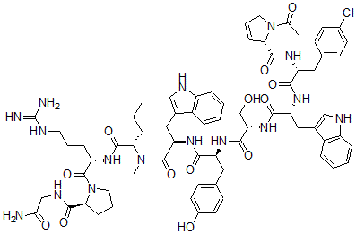 CAS#: 74611-71-5， 1-acetyl-3,4-didehydro-L-prolyl-4-chloro-D-phenylalanyl-D-tryptophyl-L-seryl-L-tyrosyl-D-tryptophyl-N-methyl-L-leucyl-L-arginyl-L-prolyl-Glycinamide