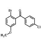 structure of CAS# 746651-89-8, (2-Bromo-5-methoxyphenyl)(4-chlorophenyl)methanone;2-Bromo-4'-chloro-5-methoxybenzophenone;MFCD00672041