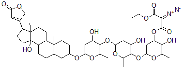 CAS#: 74753-41-6， (Z)-2-Diazonio-1-Ethoxy-3-[3-Hydroxy-6-[4-Hydroxy-6-[4-Hydroxy-6-[[14-Hydroxy-10,13-Dimethyl-17-(5-Oxo-2H-Furan-3-Yl)-1,2,3,4,5,6,7,8,9,11,12,15,16,17-Tetradecahydrocyclopenta[a]Phenanthren-3-Yl]Oxy]-2-Methyloxan-3-Yl]Oxy-2-Methyloxan-3-Yl]Oxy-2-Methyloxan-4-Yl]Oxy-3-Oxoprop-1-En-1-Olate