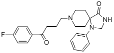 structure of CAS# 749-02-0, Spiperone;8-[4-(4-Fluorophenyl)-4-Oxo-Butyl]-1-Phenyl-1,3,8-Triazaspiro[4.5]Decan-4-One;8-[4-(4-Fluorophenyl)-4-Keto-Butyl]-1-Phenyl-1,3,8-Triazaspiro[4.5]Decan-4-One;Ncgc00022260-04