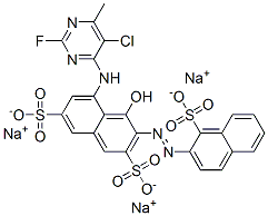 CAS#: 75198-90-2， Trisodium (3Z)-5-[(5-Chloro-2-Fluoro-6-Methylpyrimidin-4-Yl)Amino]-4-Oxo-3-[(1-Sulfonatonaphthalen-2-Yl)Hydrazinylidene]Naphthalene-2,7-Disulfonate
