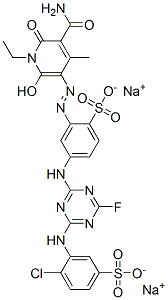 CAS#: 75268-65-4， Disodium 2-[(2Z)-2-(5-Carbamoyl-1-Ethyl-4-Methyl-2,6-Dioxopyridin-3-Ylidene)Hydrazinyl]-4-[[4-[(2-Chloro-5-Sulfonatophenyl)Amino]-6-Fluoro-1,3,5-Triazin-2-Yl]Amino]Benzenesulfonate