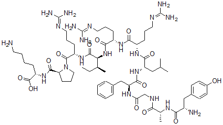 CAS#: 75491-15-5， (2S)-6-Amino-2-[[(2S)-1-[(2S)-2-[[(2S,3S)-2-[[(2S)-2-[[(2S)-2-[[(2S)-2-[[(2S)-2-[[2-[[(2R)-2-[[(2S)-2-Amino-3-(4-Hydroxyphenyl)Propanoyl]Amino]Propanoyl]Amino]Acetyl]Amino]-3-Phenylpropanoyl]Amino]-4-Methylpentanoyl]Amino]-5-(Diaminomethylideneamino)Pentanoyl]Amino]-5-(Diaminomethylideneamino)Pentanoyl]Amino]-3-Methylpentanoyl]Amino]-5-(Diaminomethylideneamino)Pentanoyl]Pyrrolidine-2-Carbonyl]Amino]Hexanoic Acid