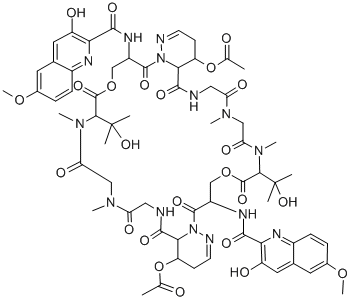 structure of CAS# 75580-37-9, Monoacetyl-luzopeptin B;Antibiotic Bbm 928C, 2,7-Diacetate;Bbm-928A;Brn 5725577