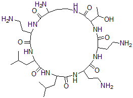 CAS#: 75748-25-3， 21-Amino-6,9,18-Tris(2-Aminoethyl)-3-(1-Hydroxyethyl)-12,15-Bis(2-Methylpropyl)-1,4,7,10,13,16,19-Heptazacyclotricosane-2,5,8,11,14,17,20-Heptone