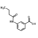 structure of CAS# 76209-00-2, 3-(Butyrylamino)benzoic acid;3-(butanoylamino)benzoic acid;benzoic acid, 3-[(1-oxobutyl)amino];MFCD00448227
