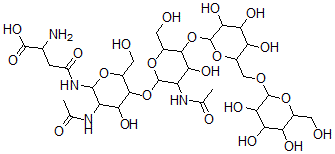 CAS#: 76333-26-1， D-Mannopyranosyl-(1-6)-D-Mannopyranosyl-(1-4)-2-Acetamido-2-Deoxy-D-Glucopyranosyl-(1-4)-2-Acetamido-1-N-(4'-L-Aspartyl)-2-Deoxy-beta-D-Glucopyranosylamine