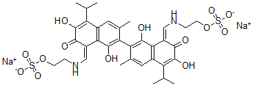 CAS#: 76500-07-7， Disodium 2-[[(Z)-[7-[(8Z)-1,6-Dihydroxy-3-Methyl-7-Oxo-5-Propan-2-Yl-8-[(2-Sulfonatooxyethylamino)Methylidene]Naphthalen-2-Yl]-3,8-Dihydroxy-6-Methyl-2-Oxo-4-Propan-2-Ylnaphthalen-1-Ylidene]Methyl]Amino]Ethyl Sulfate