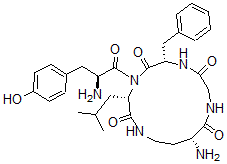 CAS#: 77171-72-3， (3S,6S,12R)-12-Amino-4-[(2S)-2-Amino-3-(4-Hydroxyphenyl)Propanoyl]-3-(2-Methylpropyl)-6-(Phenylmethyl)-1,4,7,10-Tetrazacyclotetradecane-2,5,8,11-Tetrone