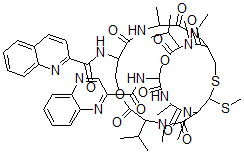 CAS#: 77195-99-4， N-[3,11,13,16,24,26-Hexamethyl-27-Methylsulfanyl-2,5,9,12,15,18,22,25-Octaoxo-4,17-Di(Propan-2-Yl)-8-(Quinoline-2-Carbonylamino)-6,19-Dioxa-28-Thia-3,10,13,16,23,26-Hexazabicyclo[12.12.3]Nonacosan-21-Yl]Quinoxaline-2-Carboxamide