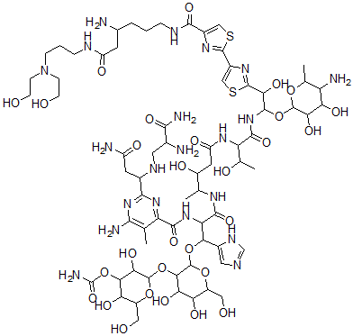CAS#: 77368-69-5， [2-[2-[2-[[6-Amino-2-[3-amino-1-[(2,3-diamino-3-oxopropyl)amino]-3-oxopropyl]-5-methylpyrimidine-4-carbonyl]amino]-3-[[5-[[1-[[2-[4-[4-[[4-amino-6-[3-[bis(2-hydroxyethyl)amino]propylamino]-6-oxohexyl]carbamoyl]-1,3-thiazol-2-yl]-1,3-thiazol-2-yl]-1-(5-amino-3,4-dihydroxy-6-methyloxan-2-yl)oxy-2-hydroxyethyl]amino]-3-hydroxy-1-oxobutan-2-yl]amino]-3-hydroxy-5-oxopentan-2-yl]amino]-1-(1H-imidazol-5-yl)-3-oxopropoxy]-4,5-dihydroxy-6-(hydroxymethyl)oxan-3-yl]oxy-3,5-dihydroxy-6-(hydroxymethyl)oxan-4-yl] carbamate