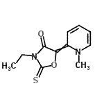结构式 CAS# 77409-56-4, 3-乙基-5-(1-甲基-2(1H)-吡啶基亚基)-2-硫代-1,3-恶唑烷-4-酮