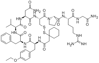 structure of CAS# 77453-01-1, SKF 100398;[BETA-MERCAPTO-BETA,BETA-CYCLOPENTAMETHYLENEPROPIONYL1,O-ET-TYR2,VAL4,ARG8]-VASOPRESSIN;B-Mercapto-B,B-Cyclopentamethylene-Propionyl-Tyr(Et)-Phe-Val-Asn-Cys-Pro-Arg-Gly-NH2;[Β-Mercapto-Β,Β-Cyclopentamethylenepropionyl1, O-Et-Tyr2, Val4, Arg8]-Vasopressin
