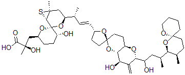 CAS#: 77739-71-0， (2R)-3-[(1R,2'S,3S,5S,5'R,6S)-3-[(E,2R)-4-[(2S,2'R,4R,4aS,6R,8aR)-4-Hydroxy-2-[(3S)-1-Hydroxy-3-[(2S,3R,6S)-3-Methyl-1,7-Dioxaspiro[5.5]Undecan-2-Yl]Butyl]-3-Methylidenespiro[4a,7,8,8a-Tetrahydro-4H-Pyrano[5,6-b]Pyran-6,5'-Oxolane]-2'-Yl]But-3-En-2-Yl]-5'-Hydroxy-1-Methylspiro[4-Oxa-7-Thiabicyclo[4.1.0]Heptane-5,6'-Oxane]-2'-Yl]-2-Hydroxy-2-Methylpropanoic Acid