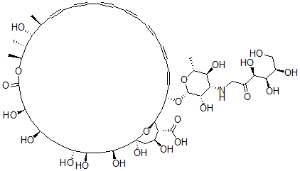 CAS#: 78107-92-3， (1S,3R,4E,6E,8E,10E,12E,14E,16Z,18S,19R,20R,21S,25R,27R,30R,31R,33S,35R,37S,38R)-3-[(2R,3S,4S,5S,6R)-3,5-Dihydroxy-6-Methyl-4-[[(3S,4R,5R)-3,4,5,6-Tetrahydroxy-2-Oxohexyl]Amino]Oxan-2-Yl]Oxy-19,25,27,30,31,33,35,37-Octahydroxy-18,20,21-Trimethyl-23-Oxo-22,39-Dioxabicyclo[33.3.1]Nonatriaconta-4,6,8,10,12,14,16-Heptaene-38-Carboxylic Acid