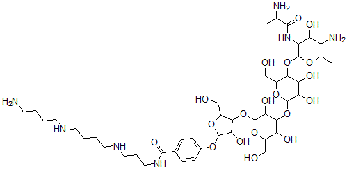 CAS#: 78213-54-4， 4-[4-[4-[5-[5-Amino-3-(2-Aminopropanoylamino)-4-Hydroxy-6-Methyloxan-2-Yl]Oxy-3,4-Dihydroxy-6-(Hydroxymethyl)Oxan-2-Yl]Oxy-3,5-Dihydroxy-6-(Hydroxymethyl)Oxan-2-Yl]Oxy-3-Hydroxy-5-(Hydroxymethyl)Oxolan-2-Yl]Oxy-N-[3-[4-(4-Aminobutylamino)Butylamino]Propyl]Benzamide