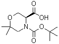 CAS#: 783349-78-0， (3S)-6,6-Dimethyl-4-{[(2-methyl-2-propanyl)oxy]carbonyl}-3-morpholinecarboxylic acid