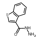 structure of CAS# 78676-34-3, 1-Benzothiophene-3-carbohydrazide;1-Benzothiophene-3-carbohydrazide;benzo[b]thiophene-3-carbohydrazide;Benzothiophene-3-carbohydrazide