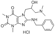 CAS#: 78721-04-7， 8-(Benzylamino)-7-(3-Dimethylamino-2-Hydroxypropyl)-1,3-Dimethylpurine-2,6-Dione Hydrochloride