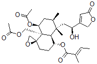 CAS#: 78798-40-0， (2E)-2-Methyl-2-Butenoic acid (1R,4R,4aR,5S,6R,8S,8aR)-8-(acetyloxy)-8a-((acetyloxy)methyl)-5-((2S)-2-(2,5-dihydro-5-oxo-3-furanyl)-2-hydroxyethyl)octahydro-5,6-dimethylspiro(naphthalene-1(2H),2'-oxiran)-4-yl ester