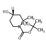 structure of CAS# 790668-06-3, 2-Methyl-2-propanyl (2R,4S)-4-hydroxy-2-methyl-1-piperidinecarboxylate;(2R,4S)-1-Boc-2-methyl-4-hydroxypiperidine;(2R,4S)-t<wbr>ert-butyl<wbr> 4-hydrox<wbr>y-2-methy<wbr>lpiperidi<wbr>ne-1-carb<wbr>oxylate;MFCD22415237