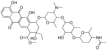 CAS#: 79391-09-6， Methyl 4-[5-[5-(5-Acetamido-6-Methyloxan-2-Yl)Oxy-4-Hydroxy-6-Methyloxan-2-Yl]Oxy-4-Dimethylamino-6-Methyloxan-2-Yl]Oxy-2-Ethyl-2,5,7-Trihydroxy-6,11-Dioxo-3,4-Dihydro-1H-Tetracene-1-Carboxylate