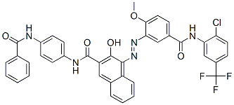CAS 登录号：79665-30-8， (4Z)-N-[4-(苯甲酰基氨基)苯基]-4-[[5-[[2-氯-5-(三氟甲基)苯基]氨基甲酰]-2-甲氧基苯基]亚肼基]-3-氧代萘-2-甲酰胺