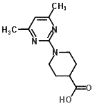structure of CAS# 797028-97-8, 1-(4,6-Dimethyl-2-pyrimidinyl)-4-piperidinecarboxylic acid;1-(4,6-Di<wbr>methyl-1,<wbr>3-diazin-<wbr>2-yl)pipe<wbr>ridine-4-<wbr>carboxyli<wbr>c acid, 2<wbr>-(4-Carbo<wbr>xypiperid<wbr>in-1-yl)-<wbr>4,6-dimet<wbr>hylpyrimi<wbr>dine;1-(4,6-Dimethylpyrimidin-2-yl)piperidine-4-;1-(4,6-Dimethyl-pyrimidin-2-yl)-piperidine-4-carboxylic acid