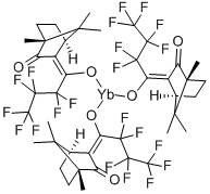 structure of CAS# 80464-74-0, Ytterbium Tris[3-(Heptafluoropropylhydroxymethylene)-(-)-Camphorate]