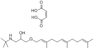 CAS 登录号:80762-85-2, (E,E)-1-((1,1-二甲基乙基)氨基)-3-((3,7,11-三甲基-2,6,10-十二碳三烯基)氧基)-2-丙醇 (Z)-2-丁烯二酸酯(1:1)