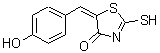 structure of CAS# 81154-13-4, (5E)-5-(4-Hydroxybenzylidene)-2-sulfanyl-1,3-thiazol-4(5H)-one;(5E)-5-(4<wbr>-Hydroxyb<wbr>enzyliden<wbr>e)-2-merc<wbr>apto-1,3-<wbr>thiazol-4<wbr>(5H)-one;5-(4-hydroxybenzylidene)-2-thioxo-1,3-thiazolidin-4-one;5-(4-Hydroxy-benzylidene)-2-thioxo-thiazolidin-4-one