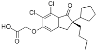 structure of CAS# 81166-47-4, 2-[[(2R)-2-Butyl-6,7-dichloro-2-cyclopentyl-2,3-dihydro-1-oxo-1H-inden-5-yl]oxy]-Acetic acid