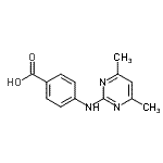 structure of CAS# 81261-97-4, 4-[(4,6-Dimethyl-2-pyrimidinyl)amino]benzoic acid;4-((4,6-dimethylpyrimidin-2-yl)amino)benzoic acid;4-(4,6-Dimethyl-pyrimidin-2-ylamino)-benzoic acid;N-(4,6-Dimethylpyrimidin-2-yl)-4-aminobenzoic acid