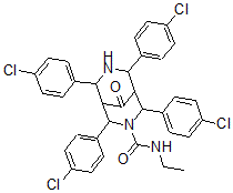 CAS#: 82058-43-3， N-Ethyl-9-oxo-2,4,6,8-tetrakis(p-chlorophenyl)-3,7-diazabicyclo(3.3.1)nonane-3-carboxamide