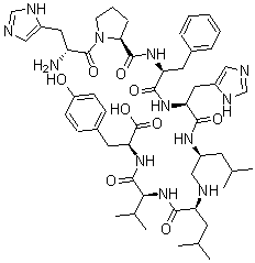 CAS#: 82131-82-6， (S)-N-(N-(N-(2-((N-(N-(1-D-histidyl-L-prolyl)-L-phenylalanyl)-L-histidyl)amino)-4-methylpentyl)-L-leucyl)-L-valyl)-L-Tyrosine
