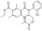 CAS#: 82163-55-1， 3,4-Dihydro-3-(2-Chlorophenyl)-5,7-Dimethyl-2-((((Methylamino)Carbonyl)Oxy)Methyl)-4-Oxo-6-Quinazolinecarboxylic Acid Ethyl Ester