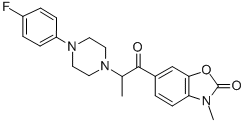 CAS 登录号:82211-65-2, 6-(2-(4-(4-氟苯基)-1-哌嗪基)丙酰基)-3-甲基-2-苯并噁唑啉酮