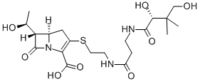 CAS#: 82475-10-3， (5R-(3(R*),5-alpha,6-alpha(S*)))-3-((2-((3-((2,4-Dihydroxy-3,3-Dimethyl-1-Oxobutyl)Amino)-1-Oxopropyl)Amino)Ethyl)Thio)-6-(1 -Hydroxyethyl)-7-Oxo-1-Azabicyclo(3.2.0)Hept-2-Ene-2-Carboxylic Acid