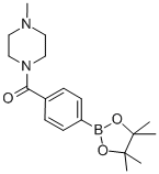 structure of CAS# 832114-06-4, 4-(4-Methylpiperazine-1-carbonyl)phenylboronic acid, pinacol ester;(4-METHYL-PIPERAZINE-1-YL)-[4-(4,4,5,5-TETRAMETHYL-1,3,2-DIOXABOROLAN-2-YL)-PHENYL]-METHANONE;1-Methyl-4-{[4-(Tetramethyl-1,3,2-Dioxaborolan-2-Yl)Phenyl]Carbonyl}Piperazine;4-(4-Methyl-1-Piperazinylcarbonyl)Benzeneboronic Acid Pinacol Ester, 97%