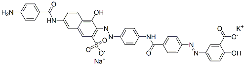CAS#: 83221-59-4， Potassium Sodium 5-[[4-[[[4-[[6-[(4-Aminobenzoyl)Amino]-1-Hydroxy-3-Sulphonato-2-Naphthyl]Azo]Phenyl]Amino]Carbonyl]Phenyl]Azo]Salicylate