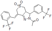 CAS#: 83376-85-6， 1-[(7Z)-5,5-Dioxo-3-[3-(trifluoromethyl)phenyl]-7-[[2-(trifluoromethyl)phenyl]methylene]-3a,4-dihydro-3H-thiopyrano[4,3-c]pyrazol-2-yl]ethanone
