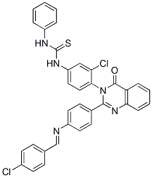 CAS 登录号：83408-67-7， 1-[3-氯-4-[2-[4-[(4-氯苯基)亚甲基氨基]苯基]-4-氧代-喹唑啉-3-基]苯基]-3-苯基-硫脲