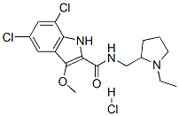 CAS#: 83817-40-7， 5,7-Dichloro-N-[(1-Ethyl-2-Pyrrolidinyl)Methyl]-3-Methoxy-1H-Indole-2-Carboxamide Monohydrochloride