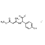 structure of CAS# 83918-71-2, Potassium (4-hydroxyphenyl)[(4-methoxy-4-oxo-2-buten-2-yl)amino]acetate;(4-hydrox<wbr>yphenyl)[<wbr>(3-methox<wbr>y-1-methy<wbr>l-3-oxo-1<wbr>-propenyl<wbr>)amino]ac<wbr>etate pot<wbr>assium;Potassium<wbr> D-(-)-N-<wbr>(1-methox<wbr>ycarbonyl<wbr>propen-2-<wbr>yl)amino-<wbr>4-hydroxy<wbr>phenylace<wbr>tate