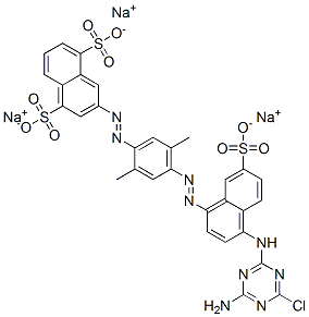 CAS#: 84434-57-1， Trisodium 3-[[4-[[4-[(4-Amino-6-Chloro-1,3,5-Triazin-2-Yl)Amino]-7-Sulphonato-1-Naphthyl]Azo]-2,5-Dimethylphenyl]Azo]Naphthalene-1,5-Disulphonate