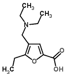 structure of CAS# 844882-34-4, 4-[(Diethylamino)methyl]-5-ethyl-2-furoic acid;4-[(diethylamino)methyl]-5-ethylfuran-2-carboxylic acid;4-Diethylaminomethyl-5-ethyl-furan-2-carboxylic acid;Furan-2-carboxylic acid, 4-diethylaminomethyl-5-ethyl-