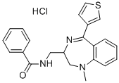 CAS#: 84671-55-6， N-((2,3-Dihydro-1-Methyl-5-(3-Thienyl)-1H-1,4-Benzodiazepin -2-Yl)Methyl)-Benzamide Monohydrochloride