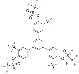 structure of CAS# 847925-63-7, 1,3,5-Tris[4-(Trifluoromethanesulfonyloxy)-3-(Trimethylsilyl)Phenyl]Benzene;1,3,5-TRIS[4-(TRIFLUOROMETHANESULFONYLOXY)-3-(TRIMETHYLSILYL)PHENYL]BENZENE