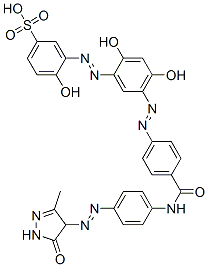CAS#: 84963-11-1， 3-[[5-[[4-[[[4-[(4,5-Dihydro-3-Methyl-5-Oxo-1H-Pyrazol-4-Yl)Azo]Phenyl]Amino]Carbonyl]Phenyl]Azo]-2,4-Dihydroxyphenyl]Azo]-4-Hydroxybenzenesulphonic Acid